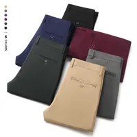 Oussyu Brand Business Suit Pantals Men Straight Office Pant Khaki Grey Wine Red Classic polyester Tableau formel Large Taille 3040 220629
