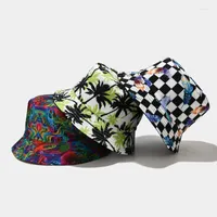 Berets Double-sided Multi-color Printed Fisherman Hat Women Spring And Summer Outdoor Sun Visor Male Bob Gorros Invierno MujerBerets Wend22