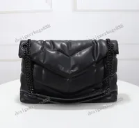 最高品質！ Loulou Fashion Women Luxurys Designers Bags Real Leather Handbagsメッセンジャークロスボディチェーンショルダーバッグ