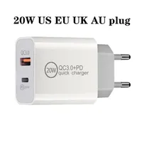 20W Chargers USB Quick Type C PD Fast Charging QC 3 0 Wall Charge EU US Plugs Adapter for iPhone 12 Pro Max USB-C Home Power Adapt307P