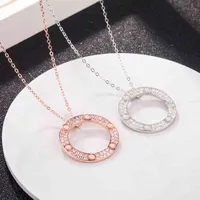 Love Charm Fashion Trendy Factory Wholale 925 Sterling Sier Diamond Single Ring Flatbread Necklace Ladi Jewelry DIY Never Fading