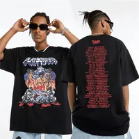 Rap Playboi Carti Avrupa ve Amerikan Sokakları Vintage Hiphop Tshirt Erkekler Kısa Kollu Pamuk Tişörtleri Müzik Tişört Giyim 220629