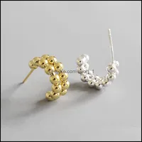 Stud Earrings Jewelry Korean Style Double Layers Round Beads For Ladies Girls 100% Real 925 Sterling Sier Earring Yme386 Drop Delivery 2021