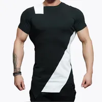Мужские футболки мужская футболка для футболки лето-пластырь цвет белый черный o-вырез