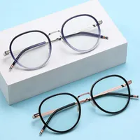 선글라스 빈티지 안티 블루 레이 안경 가벼운 둥근 금속 프레임 플랫 렌즈 컴퓨터 작업자를위한 안경 FS99 감소