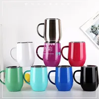 Colorful 12oz Stainless Steel Wine Glasses Tumbler With Lid and Handle Stemless Wine Glasses Belly Cup Coffee Mug263U