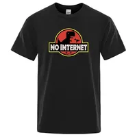 Dessin animé dinosaure tee shirt imprimé sans Internet t-shirt hommes dino tshirt drôle harajuku tops jurassic hors ligne mens tshirt 220617