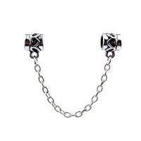 Hart veiligheid keten mode dames sieraden 925 verzilverd mooi voor pan-diy armband charme bead European Style Panza007-622222