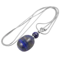 Anhänger Halskette Reiki Lapis Lazuli ätherisches Öl Diffusor Halskette für Frauen Heilung Kristallstein -Parfümflasche mit Kettenmännern 28 "P.