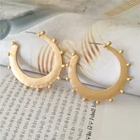 Hoop & Huggie Bohemia Worn Gold Color Plating Circle Earrings For Women Vintage Casual Unique Gorgeous Sculpture Jewelry AccessoryHoop