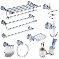 Set di accessori per bagno moderni accessori per bagno in cristallo chiaro set di prodotti cromati lucidati argento hardware ottone solido jk6bath