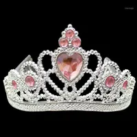 Noel Süslemeleri Cosplay Prenses Kids Taç Plastik Tiara Doğum Günü Partisi Favor Kız Gümüş Reçine Kalp Kristal Kafa Bantları PAG263B