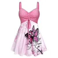 Fashion Ombre Color Butterfly estampado Ruchada Drawstring Plieats Mini Dress Casual sin mangas V Culpas Mujeres Summer Sexy Vestido J220512