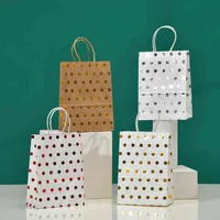 20/30/40pcs Simple Fashion Borse Bronzing Spot Spect Shopping Bag Kraft Paper Creative Portable Gift Borse J220714