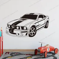 Large Mustang Muscle Car Vehicle Auto Game Wall Sticker Boy Kids Room Racing Super Car GTR Wall Decal Bedroom Vinyl Decor rb196