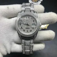 Luxus Full Diamond Arabisch Zifferblatt Wache hochwertige automatische wasserdichte 37 -mm -Diamantgesichts Uhren 316 Edelstahl311y