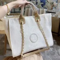Luxury Designer Classic Beach Bags Canvas Pearl Evening Bag Portable Shopping Large Capacity Handbag Brand Ch Women Handbags Label Backpack Ladies Satchel Ie1l