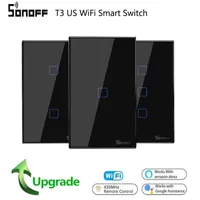 sonoff t3 us wireless rf433 wifi wall light black glass panel app remote smart touch switch with alexa google home278c