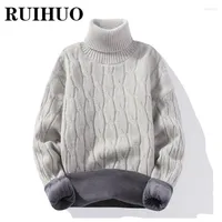 Мужские свитера Ruihuo Fleece Turtleneck Sweater Men Men Fashion Streetwear Зимняя одежда Turtle Neck 2xl 2022 Прибытие Mari22