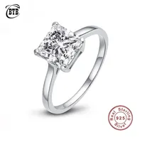 Classic 100% 925 Sterling Silver Square Created Womens Diamond Rings Engagement Wedding Luxury Jewelry Wholesale 220816