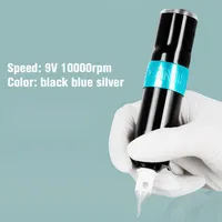 Cartuccia professionale Tattoo penna di alta qualità Forte macchina rotante motore Rotary utensile 9V / 10000RPM con luce Nero argento blu Colore266N