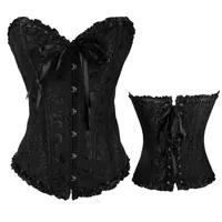 Cinturones Sexy Women's Steampunk Floral Black Lace Up Corset Boned Overbust Cincher Callcher Clothing Gothic Plus SizeBelts