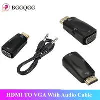 BGGQGG HDMI MOSE TO VGAの女性アダプターオーディオケーブルコンバーターFHD 1080P 720P 480 P PCのノートパソコンTVボックスコンピューターディスプレイプロジェクター