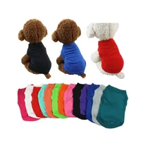 Stock Pet Dog Apparel T-shirts Summer Solid Dogs Vêtements Fashion Top Shirt Vest Cotton Clothe Puppy Small Clothing Pets 728