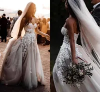 2022 Boho Bohemia Beach A Line Wedding Dresses Simple Sleeveless Lace Applique Brudklänningar plus storlek BC13194