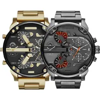 판매 스포츠 군용 남성 시계 50mm 대형 다이얼 골든 스테인리스 스틸 패션 워치 남자 고급 손목 시계 reloj de lujo2619