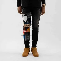 amirs designer men jeans Ch Amirs high street tide brand wash water black love paste cloth collage elastic Slim Skinny Jeans Men Hip Hop hoq