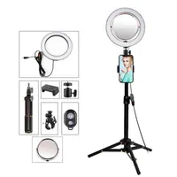 9 Inch Photographic Lighting Selfie Ring Light with Tripod Stand Phone Mirror Holder for YouTube Videos LED Camera LightRing W220414