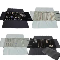 Fashion Black Black PU/Velvet Gioielli Roll Roll Rings Organizzatore Caspa di stoccaggio Collana portatile Visualizzazione Case di viaggio