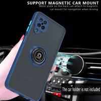 Magnetic Cell phone cases Frosting For Samsung Galaxy A12 A32 A52 A72 A42 A22 A02S A51 A71 S21 PLUS ULTRA A03 CORE kickstand back cover Car Finger Ring Shockproof shell