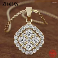 Kedjor 925 Sterling Silver Square Zircon Pendant Halsband för kvinnor Fashion Wedding Jewelry Giftchains Heal22