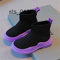 Sneakers New Style Children's Sports Shoes Fashion High-top Boots Elastic Fabric Kids Boys Girls Casual Sneakers Toddler baby Chaussures T2302062
