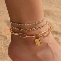 Anklets 3pcs Gold Color Multiyer for Women Girls Fashion Boho Jewelry Ankle Bracciale sulla gamba 2022 Anklet Accesorios Mujer Marc22