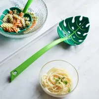 Narzędzia kuchenne Zielony liść Kształcie Kluski Spoon Leafs łyżka szczelinowa, aby utrzymać makaron warzywnych małych narzędzi plastikowy sitko