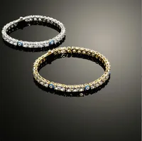 Braccialetti hip hop braccialette di tennis malvagio per donne perle di pietra blu braccialetti di gioielli da uomo