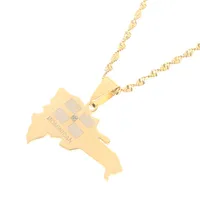 The Dominican Republic Map Pendant Necklace for Women Gold Color Jewelry218m