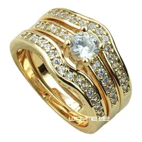 18K Желто-золотое обручальное обручальное кольцевое кольцо с Crystal R179 M-U226D