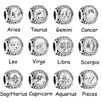 Doze constelações Aries Taurus Gemini Cancer Leo Virgo Bead Fit Pandora Charms Bracelet