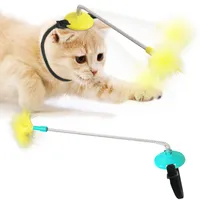 Ny katthuvudmonterade leksaker självspelande interagerande husdjur leksakfjäder och fjäder rolig kattpinne för inomhuskatter dropshipping