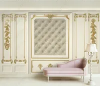 Papel de Parede 3D Murals Wallpaper luxury Style Golden Careved 3D Wall Living Room Bedroomステレオスピック壁画の家の装飾