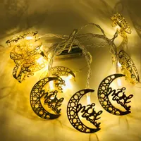 Decoração do Ramadã 10led Moon Star Led String Lights Eid Mubarak Decor for Home Islã Muslim Event Party Supplies Eid al-Fitr