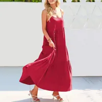 Casual jurken Juniors vrouwen zomer losse jurk spaghetti riem strand bedekken lange cami maxi streep voor casualcasual