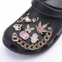 Wholesale Bling Shoe Decoration Charm Rhinestone Pearl Chains Set Jibbitz  for Croc Charms Clog Pins Charm Pack