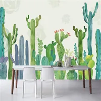 Stora 3D Cacti Wall Murals Po Wallpaper för vardagsrum Kaktus Växtväggspapper 3 D Papel de Parede do Desktop Custom Size273k
