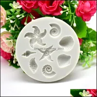 Baking Mods Bakeware Kitchen Dining Bar Home Garden Cake Decorating Tools Diy Sea Creatures Conch Starfish Shell Fondant Candy Sile Molds