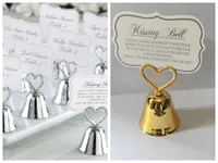 30pcs Lot Silver and Gold Heart Kissing Bell Place Card Porta per il banchetto per matrimoni Porta della carta degli ospiti e bomboniere per feste